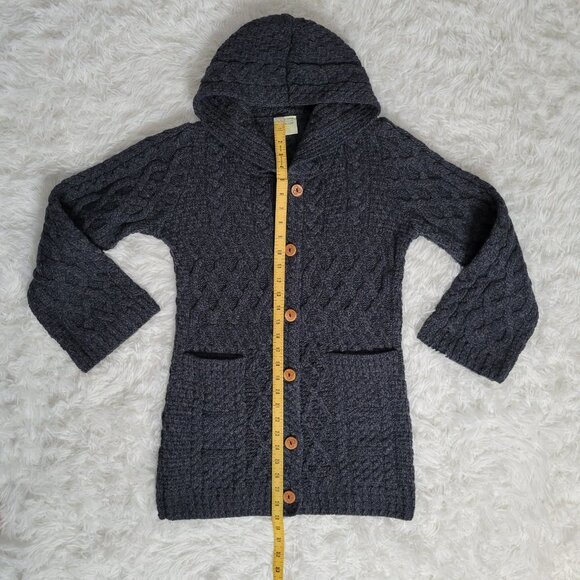 Kilronan Merino Wool Bell Sleeve Hooded Cardigan Sweater - Size XS - Picture 7 of 9